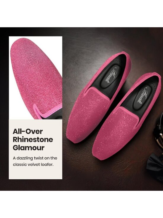 Amali Men\'s Fuchsia Velvet Tuxedo Loafers Slip On Formal Wedding Dress Shoes